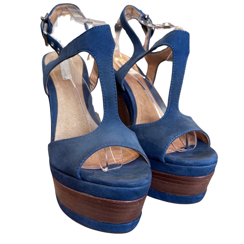 SCHUTZ Blue Suede Wedge Platforms